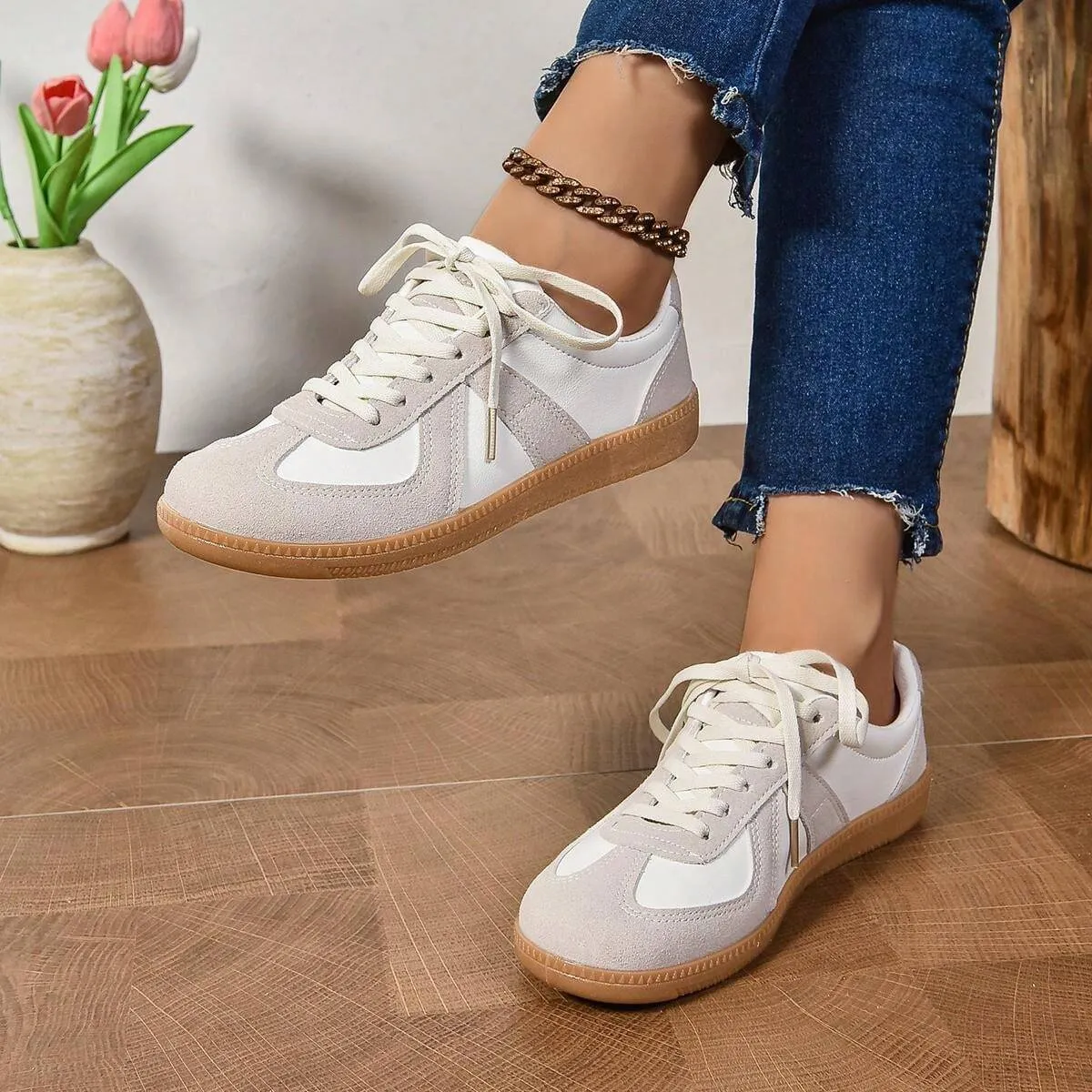 Unisex Classic Sneakers, Retro Design Sports Shoes for Casual and Active Wear